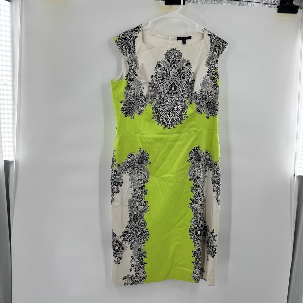 David Meister green and Black paisley Patterned Dress size 14 - Picture 8 of 9